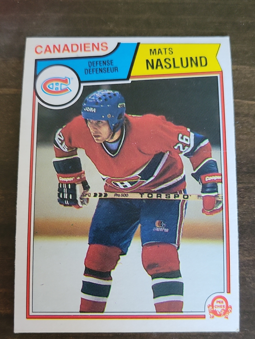 1983/84 OPC Mats Naslund Canadiens Hockey Trading Card - Red/Blue